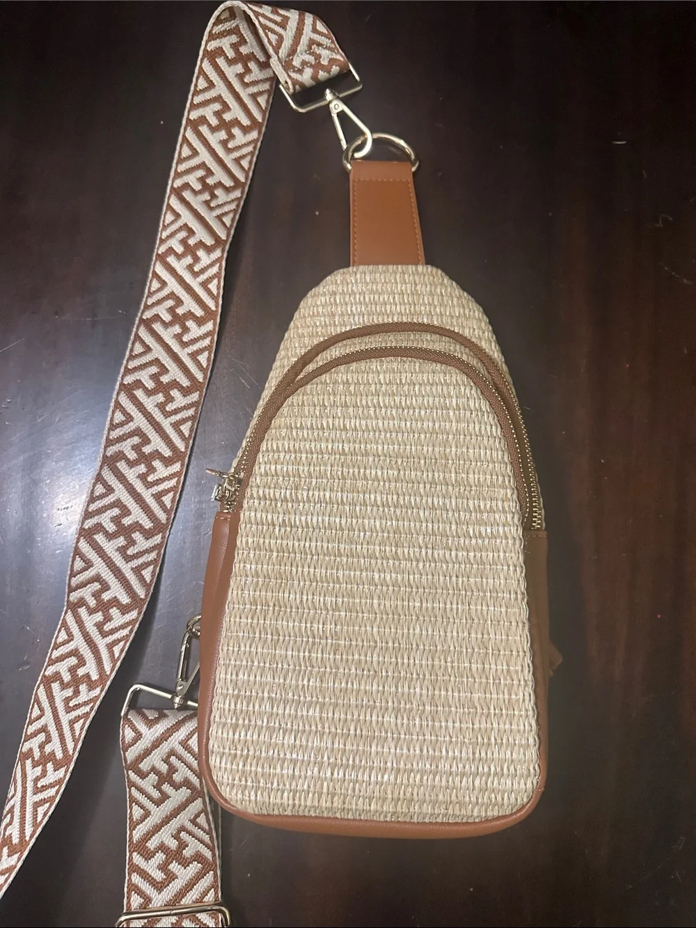 Raffia Sling Backpack - Natural